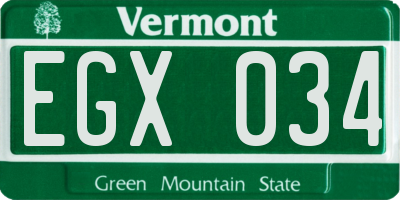 VT license plate EGX034