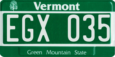 VT license plate EGX035