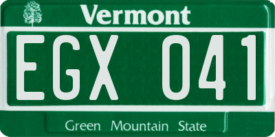 VT license plate EGX041