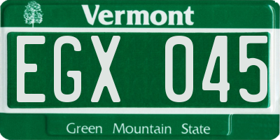 VT license plate EGX045