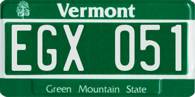 VT license plate EGX051