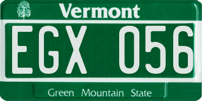 VT license plate EGX056