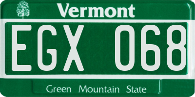 VT license plate EGX068