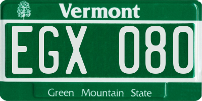 VT license plate EGX080