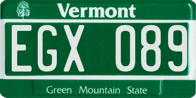 VT license plate EGX089