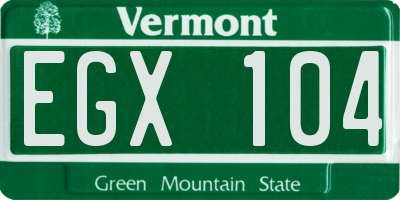 VT license plate EGX104