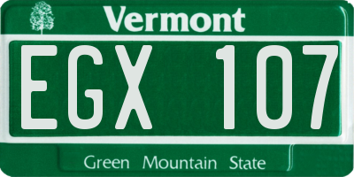 VT license plate EGX107