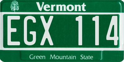 VT license plate EGX114