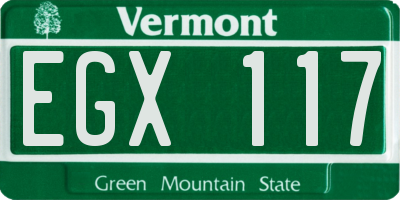 VT license plate EGX117