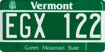 VT license plate EGX122