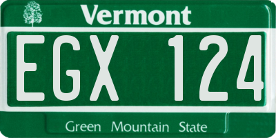 VT license plate EGX124