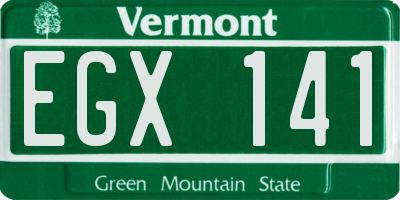 VT license plate EGX141