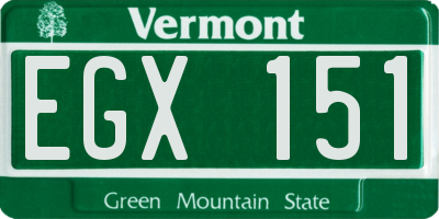 VT license plate EGX151