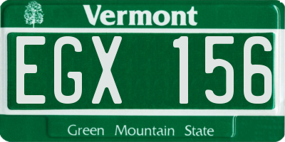 VT license plate EGX156