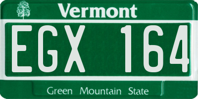 VT license plate EGX164
