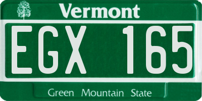 VT license plate EGX165