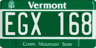 VT license plate EGX168