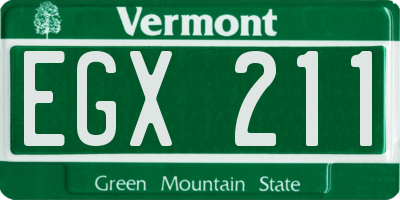 VT license plate EGX211