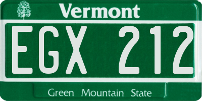 VT license plate EGX212
