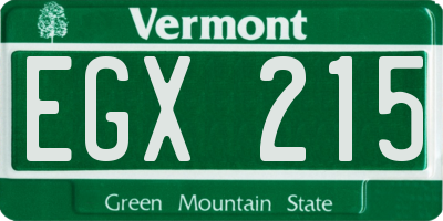 VT license plate EGX215