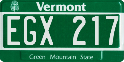 VT license plate EGX217