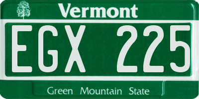 VT license plate EGX225