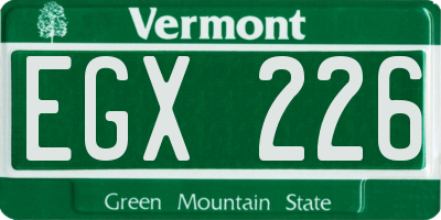 VT license plate EGX226