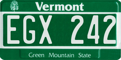 VT license plate EGX242