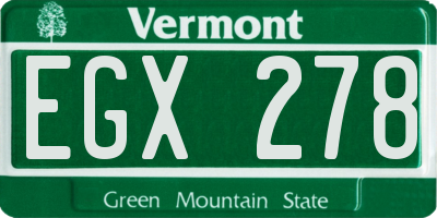 VT license plate EGX278