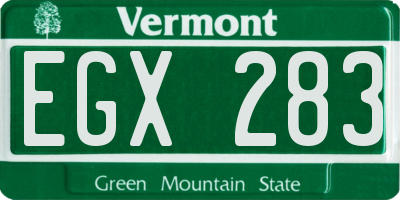 VT license plate EGX283