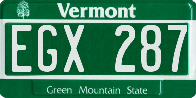 VT license plate EGX287