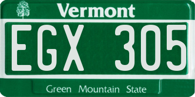 VT license plate EGX305