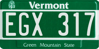 VT license plate EGX317