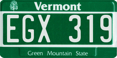VT license plate EGX319