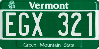 VT license plate EGX321