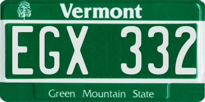 VT license plate EGX332