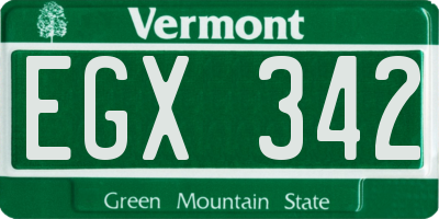VT license plate EGX342