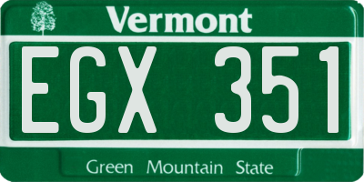 VT license plate EGX351