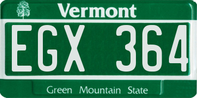 VT license plate EGX364