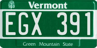 VT license plate EGX391