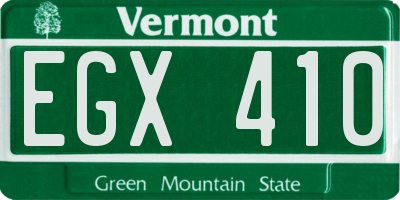 VT license plate EGX410