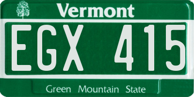 VT license plate EGX415