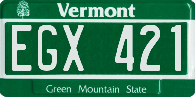 VT license plate EGX421