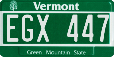 VT license plate EGX447