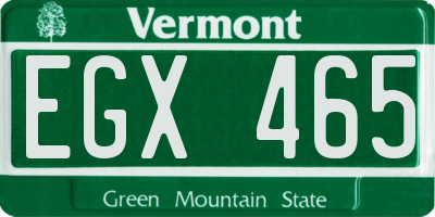 VT license plate EGX465