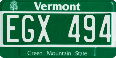 VT license plate EGX494