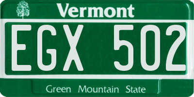 VT license plate EGX502