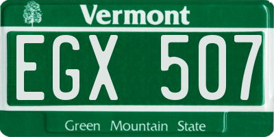 VT license plate EGX507