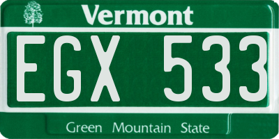 VT license plate EGX533
