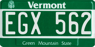 VT license plate EGX562
